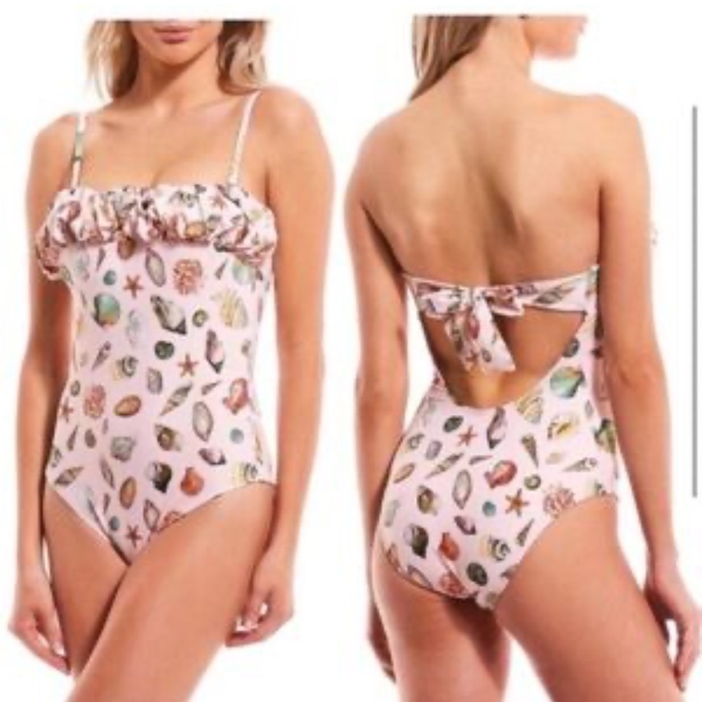 ANTONIO MELANI Pink Seashell Print Swimsuit